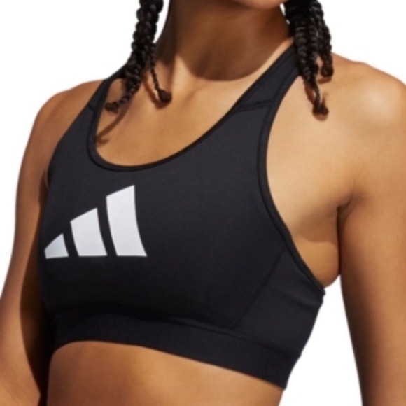 Adidas Black Sports Bra with White Logo XS NWT - Picture 3 of 3